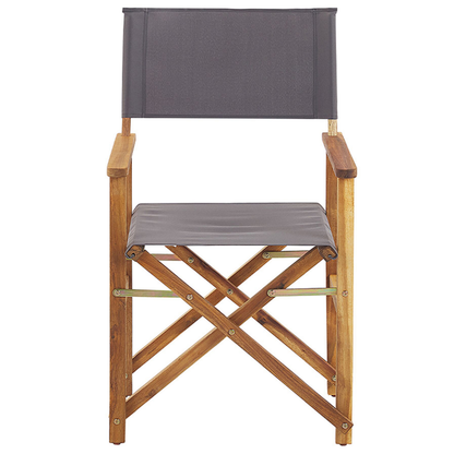 Garden Director's Chairs 2 Folding Light Brown Grey Fabric