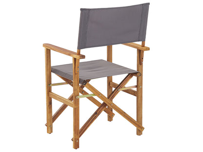 Garden Director's Chairs 2 Folding Light Brown Grey Fabric