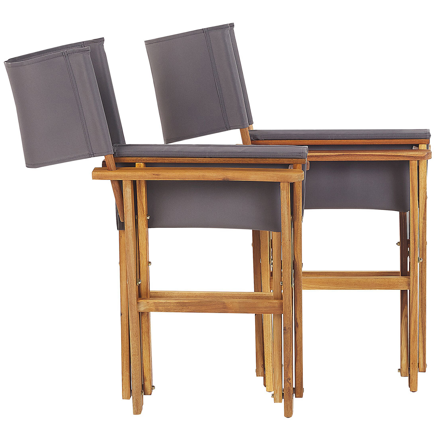 Garden Director's Chairs 2 Folding Light Brown Grey Fabric