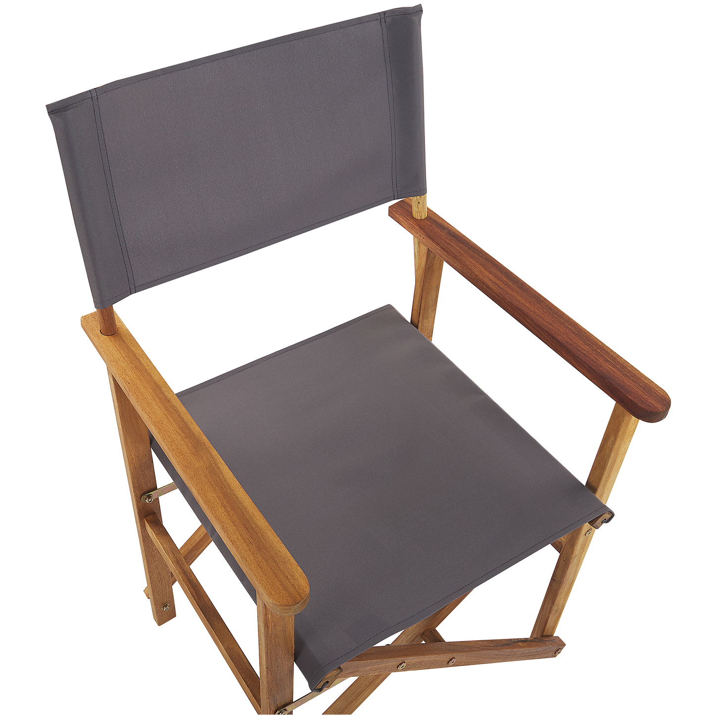Garden Director's Chairs 2 Folding Light Brown Grey Fabric