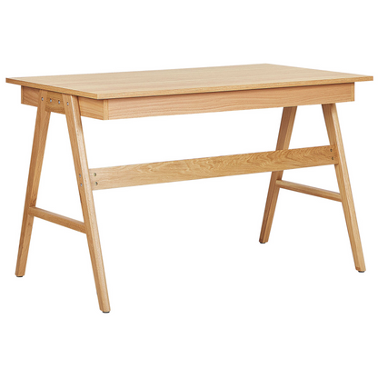 Office Desk Light Brown 120 x 70cm Two-Drawer Workstation Lacquered Oak Legs