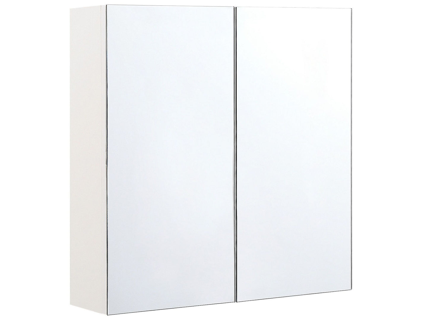 White Plywood Bathroom Mirror Cabinet 60 x 60cm Hanging 2 Door With Shelves