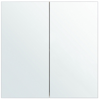 White Plywood Bathroom Mirror Cabinet 60 x 60cm Hanging 2 Door With Shelves