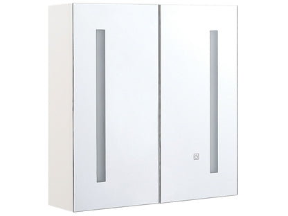 Bathroom Mirror Cabinet 60 x 60cm Silver With LED Lights
