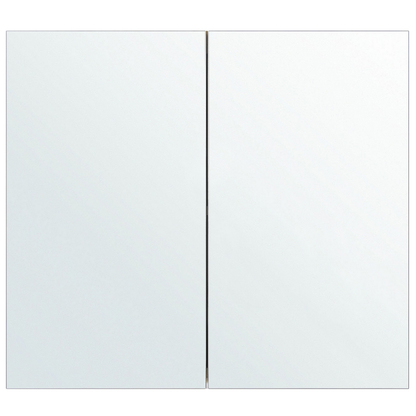 Bathroom Mirror Cabinet White Plywood 80 x 70cm Hanging Two Door With Shelves