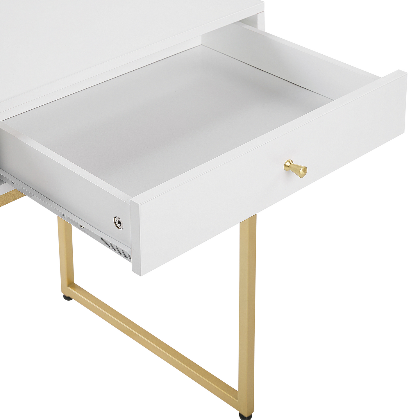 Console Table White 2 Drawers 100 x 48cm With Golden Base
