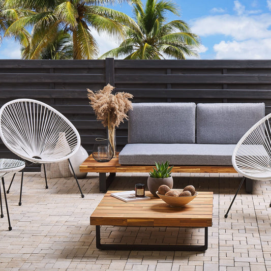Bistro White PE Rattan 3 Piece 2 Seater Round Set Indoor Outdoor