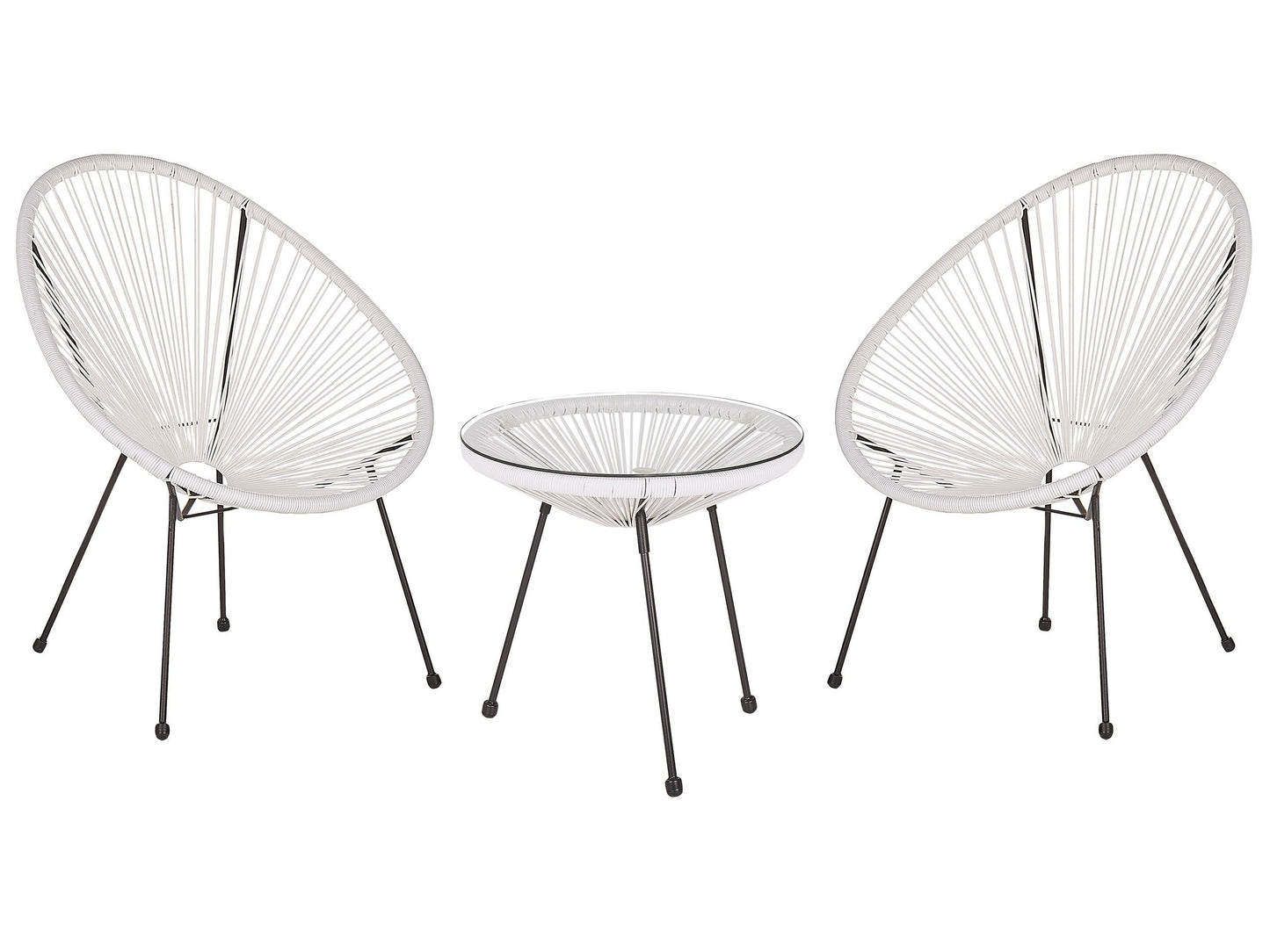 Bistro White PE Rattan 3 Piece 2 Seater Round Set Indoor Outdoor