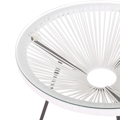 Bistro White PE Rattan 3 Piece 2 Seater Round Set Indoor Outdoor