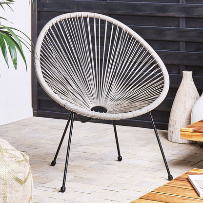 Garden Chair Light Grey PE Rattan Papasan Modern Round Indoor Outdoor Lounge