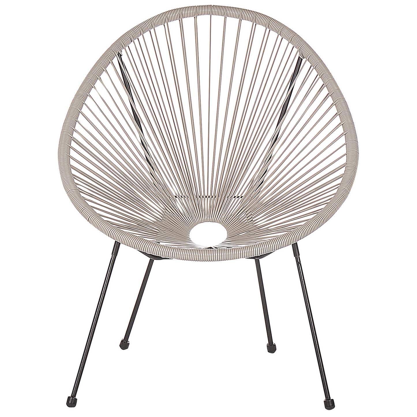 Garden Chair Light Grey PE Rattan Papasan Modern Round Indoor Outdoor Lounge