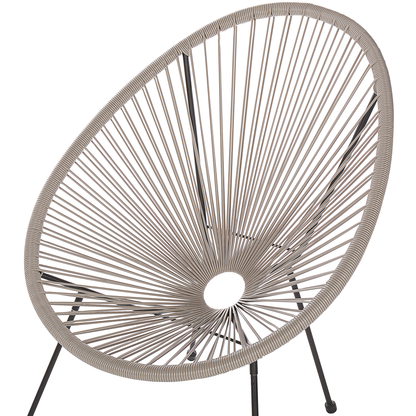Garden Chair Light Grey PE Rattan Papasan Modern Round Indoor Outdoor Lounge