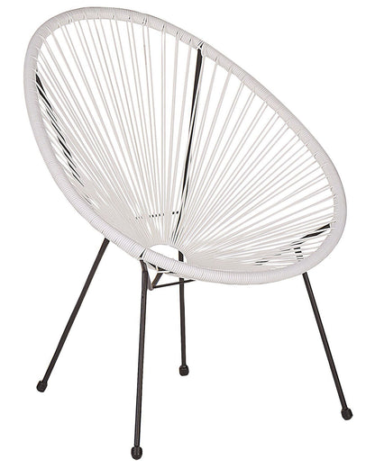 White PE Rattan Papasan Chair Modern Round Indoor Outdoor