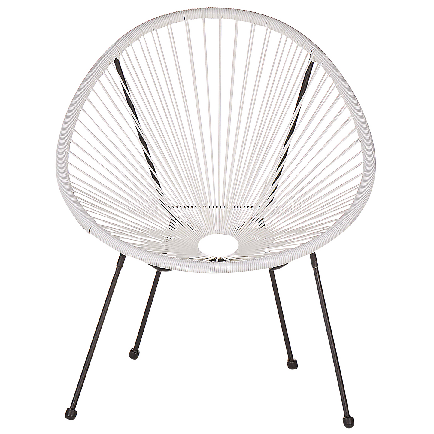 White PE Rattan Papasan Chair Modern Round Indoor Outdoor