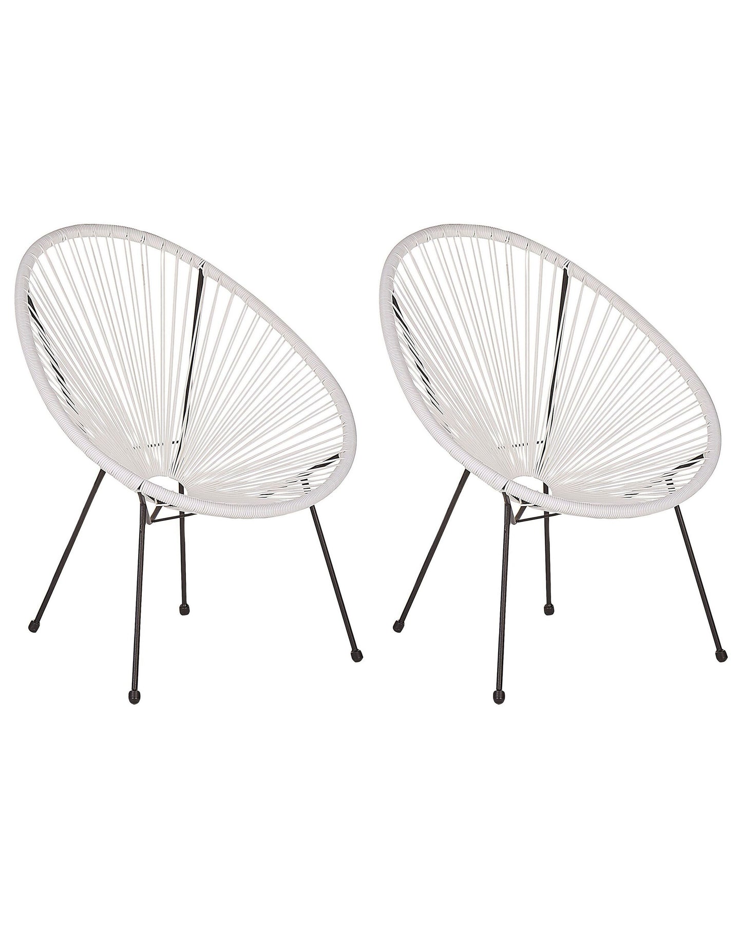 Garden Chair White PE Rattan Papasan Modern Round Indoor Outdoor Lounge Set Two Piece