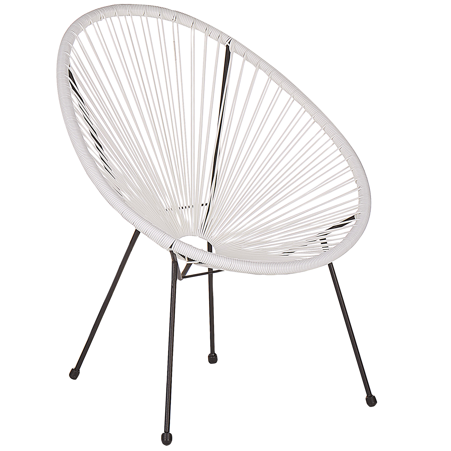 Garden Chair White PE Rattan Papasan Modern Round Indoor Outdoor Lounge Set Two Piece