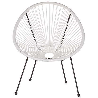 Garden Chair White PE Rattan Papasan Modern Round Indoor Outdoor Lounge Set Two Piece