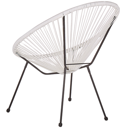 Garden Chair White PE Rattan Papasan Modern Round Indoor Outdoor Lounge Set Two Piece