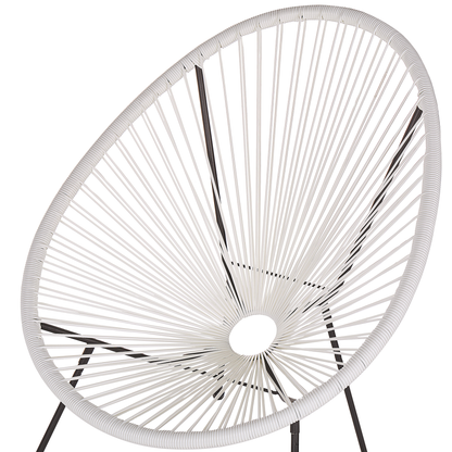 Garden Chair White PE Rattan Papasan Modern Round Indoor Outdoor Lounge Set Two Piece