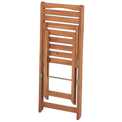 Acacia Wood Bistro Set Light Colour Extending Table With Two Folding Chairs 80 x 95cm Rustic Balcony Garden