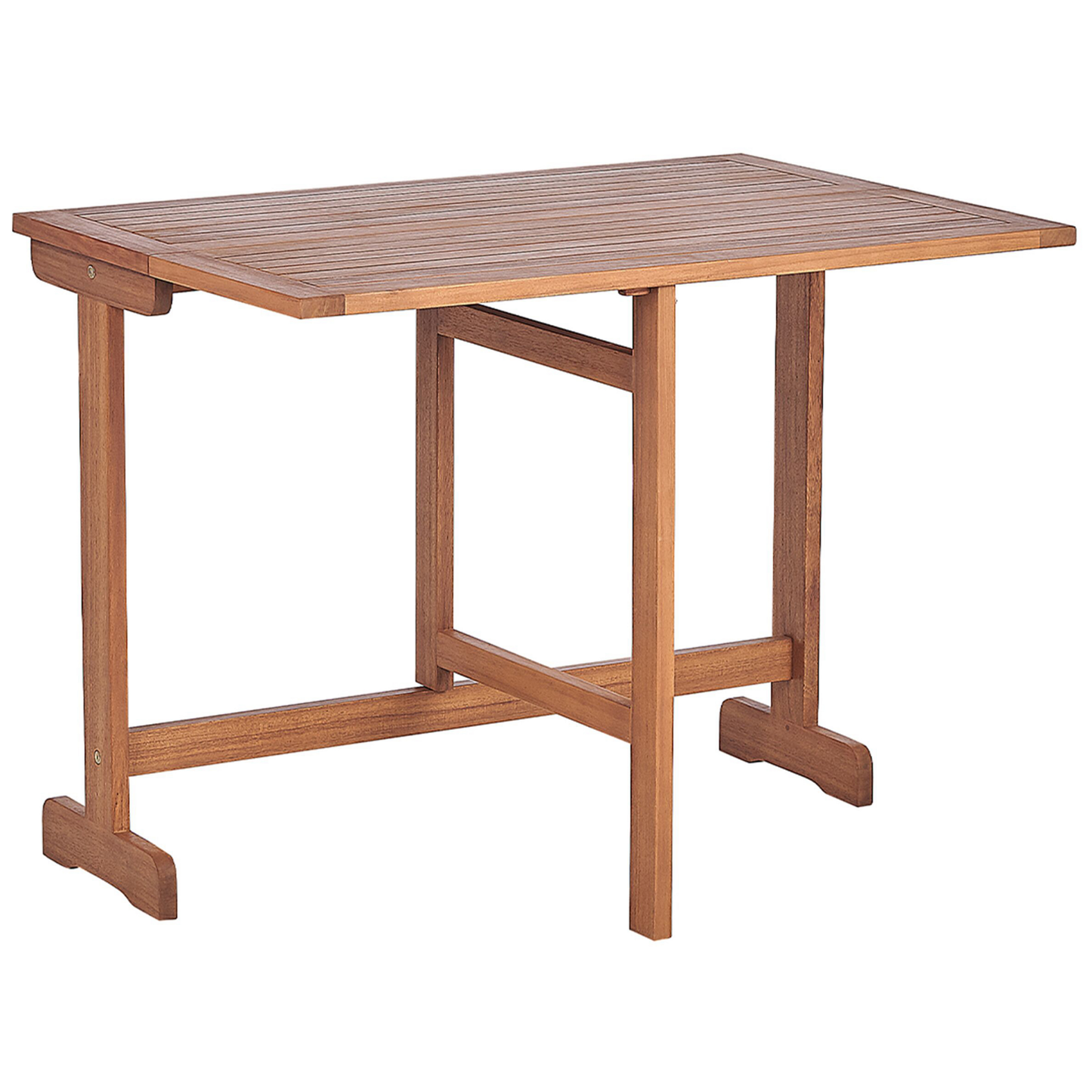 Acacia Wood Bistro Set Light Colour Extending Table With Two Folding Chairs 80 x 95cm Rustic Balcony Garden