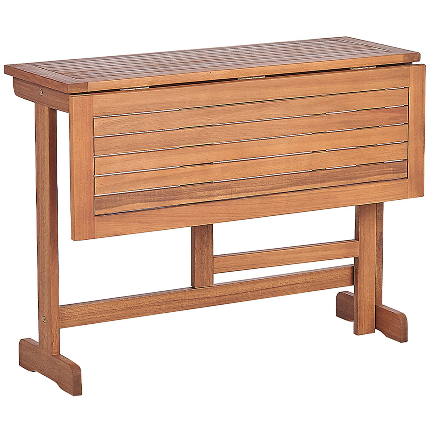 Acacia Wood Bistro Set Light Colour Extending Table With Two Folding Chairs 80 x 95cm Rustic Balcony Garden