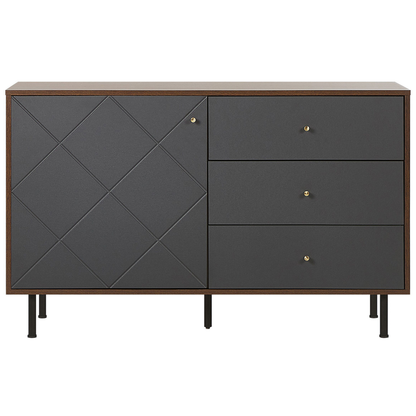 Sideboard Dark Wood Grey 118 x 40cm 3 Drawers 1 Cabinet
