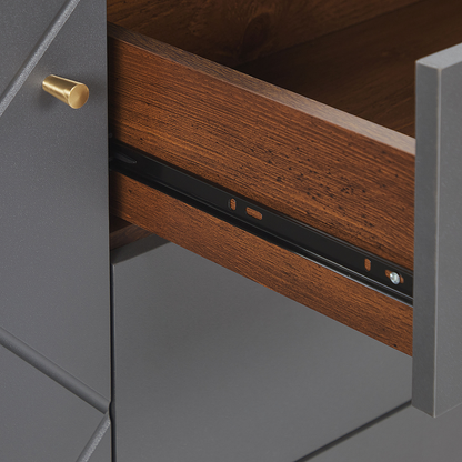 Sideboard Dark Wood Grey 118 x 40cm 3 Drawers 1 Cabinet