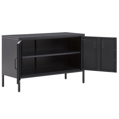 2 Door Black Steel Sideboard Home Office Industrial