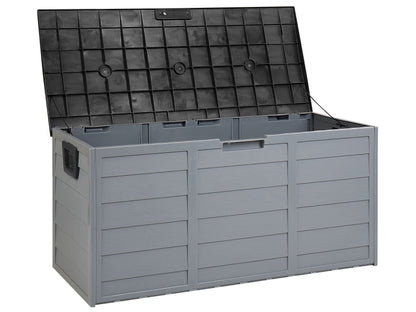 Outdoor Storage Box Grey Black Plastic 112 x 50cm Castors