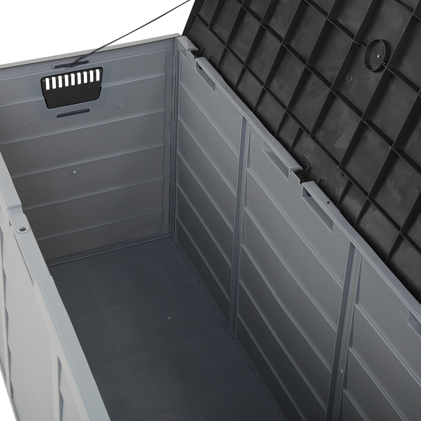 Outdoor Storage Box Grey Black Plastic 112 x 50cm Castors
