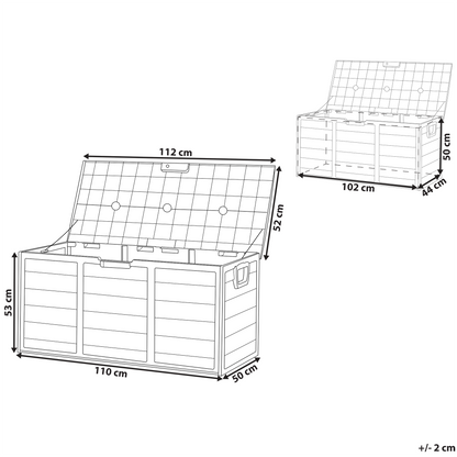 Outdoor Storage Box Grey Black Plastic 112 x 50cm Castors