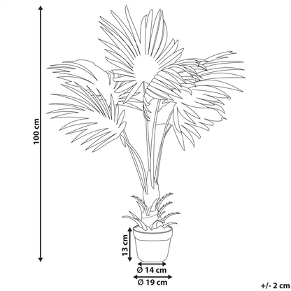 Artificial Potted Fan Palm Plant 100cm Green and Black