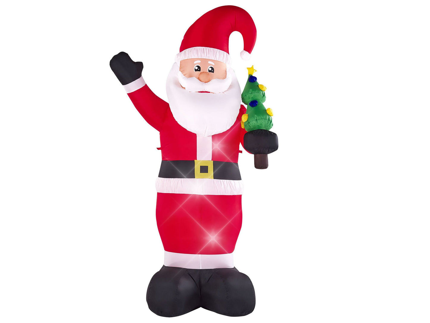 Outdoor LED Santa Inflatable Christmas Figure Prelit Red Fabric Garden Decor