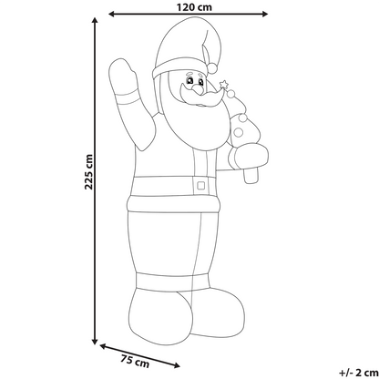 Outdoor LED Santa Inflatable Christmas Figure Prelit Red Fabric Garden Decor