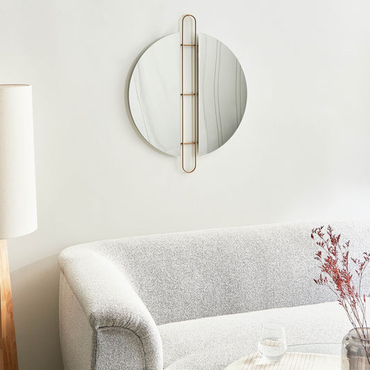 Gold Round Wall Mirror 52cm Metal Frame