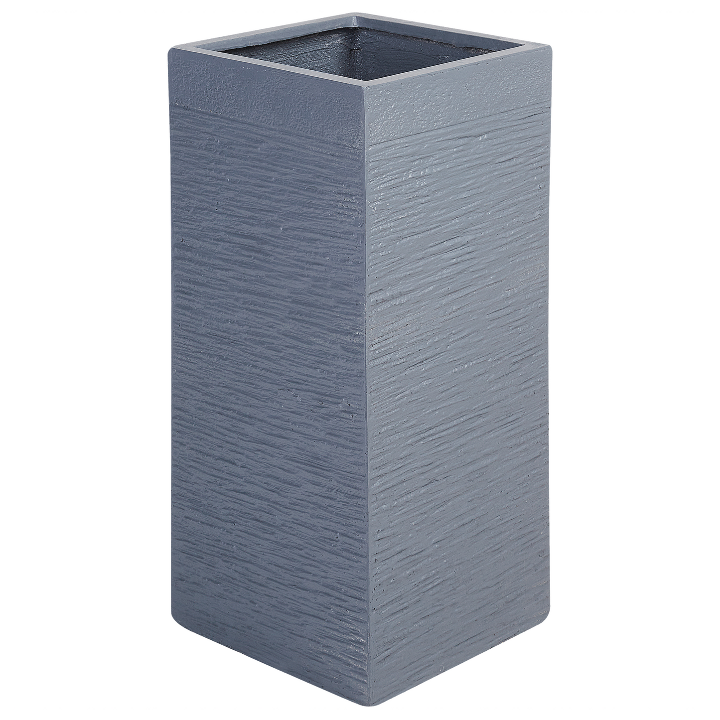 Dark Grey Fibre Clay Tall Square Plant Pot