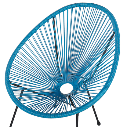 Bistro Blue PE Rattan 3 Piece Two Seater Set With Deep Seat Chairs And Coffee Table