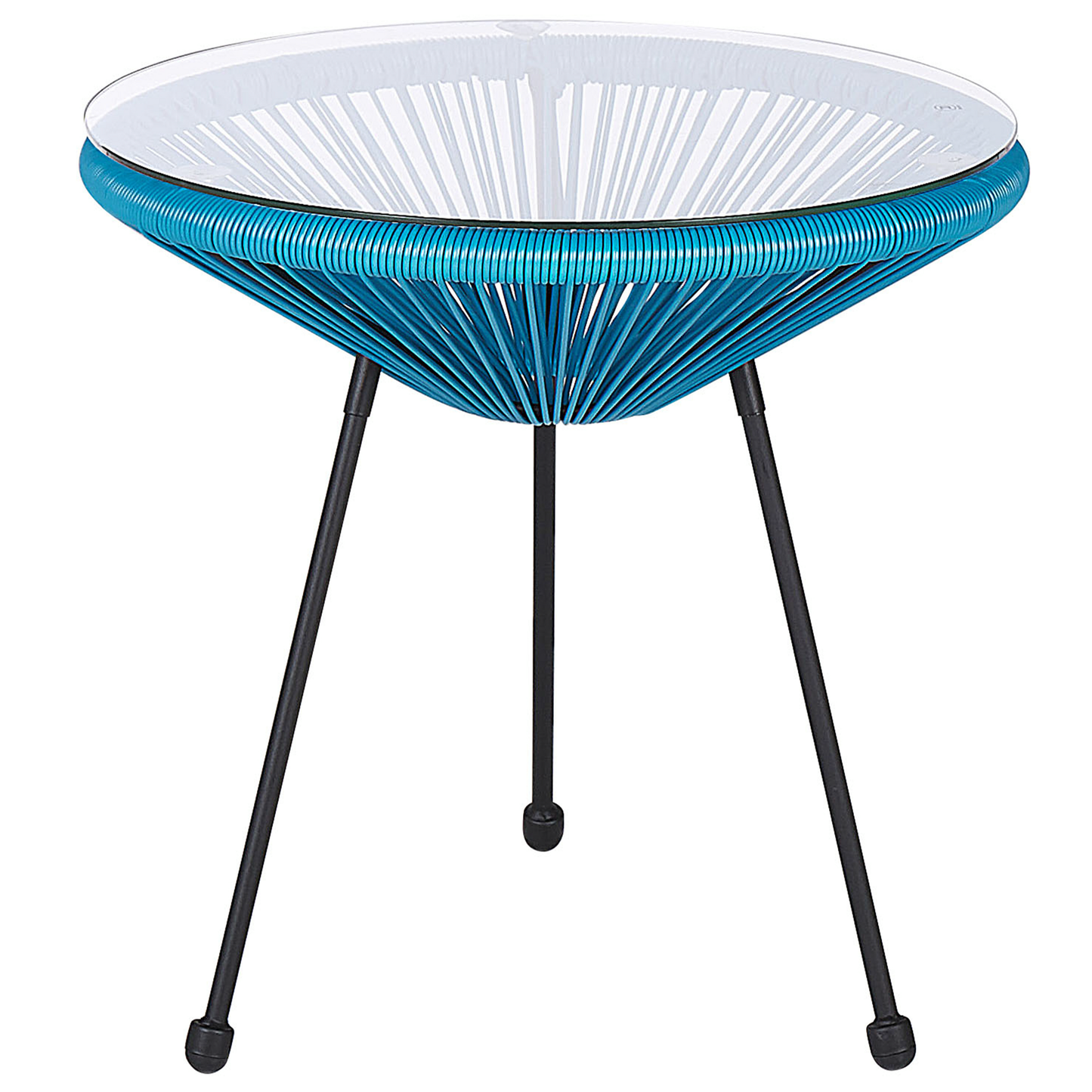 Bistro Blue PE Rattan 3 Piece Two Seater Set With Deep Seat Chairs And Coffee Table