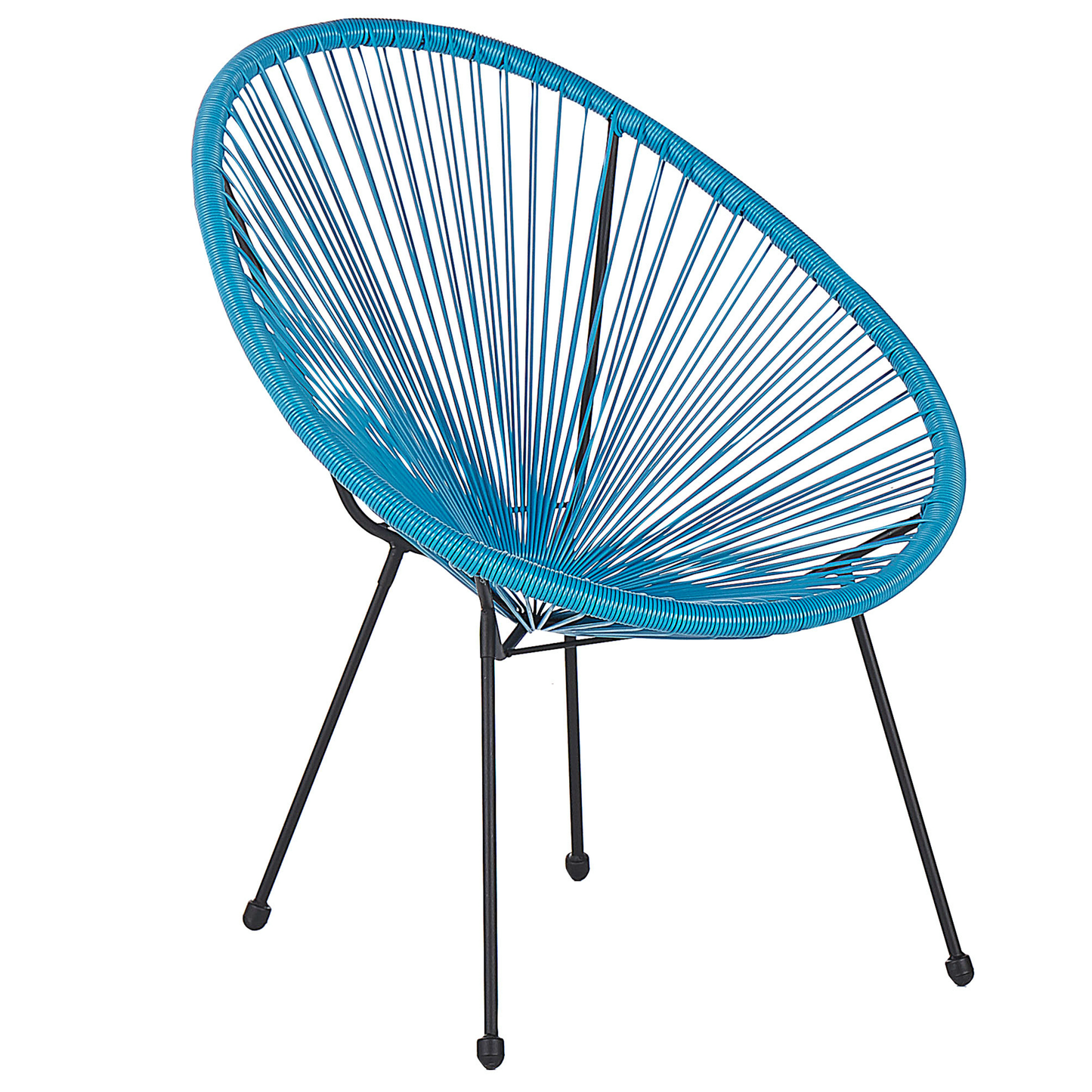 Blue Papasan Garden Chairs Set of 2 PE Rattan Deep Seat