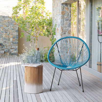 Garden Chair Blue PE Rattan Papasan Chair Deep Seat Outdoor