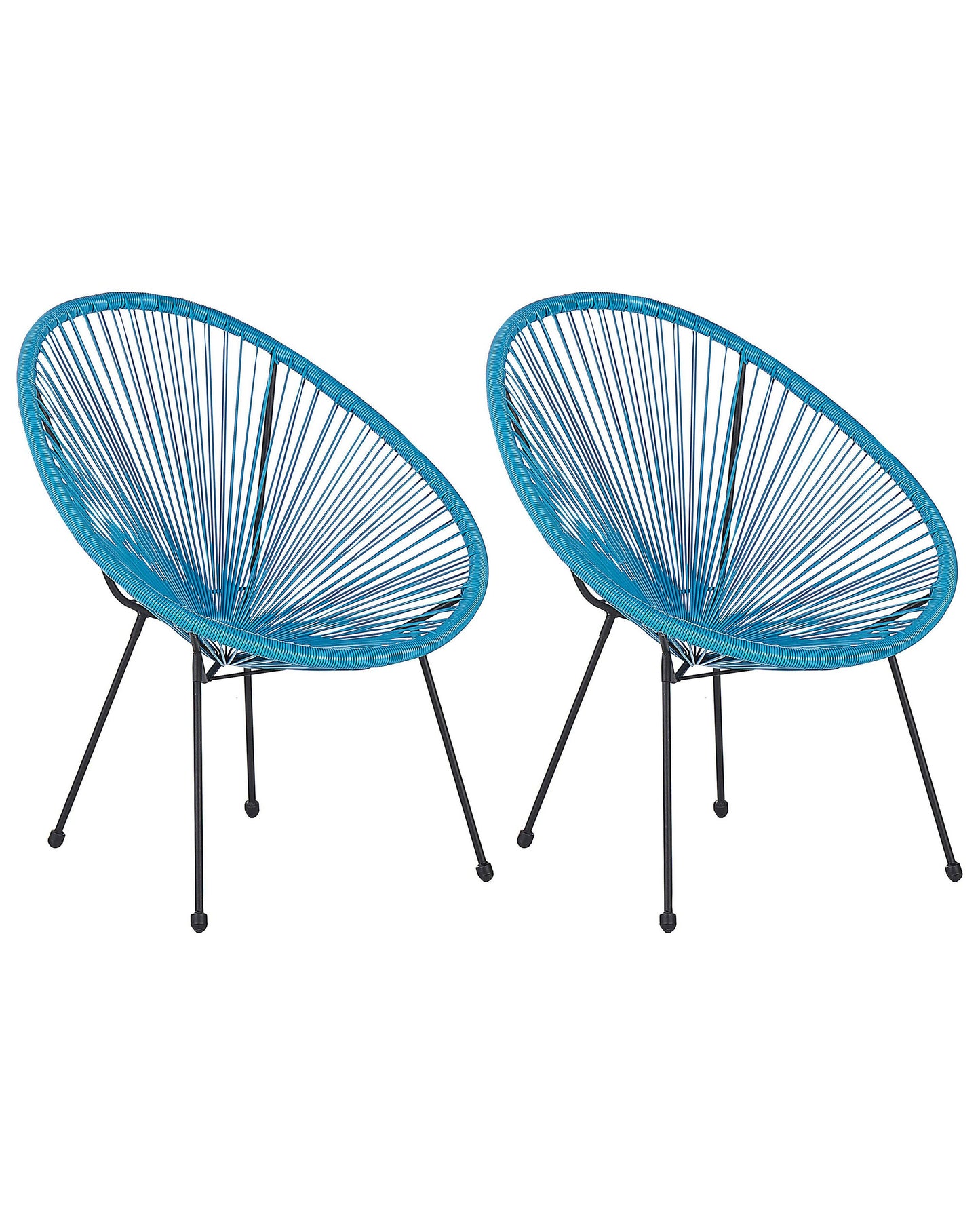 Blue Papasan Garden Chairs Set of 2 PE Rattan Deep Seat