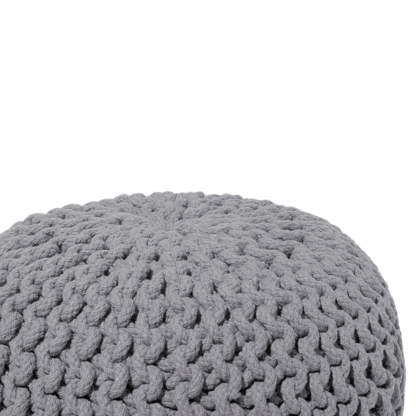 Dark Grey Knitted Pouf Ottoman 40 x 25cm Footstool