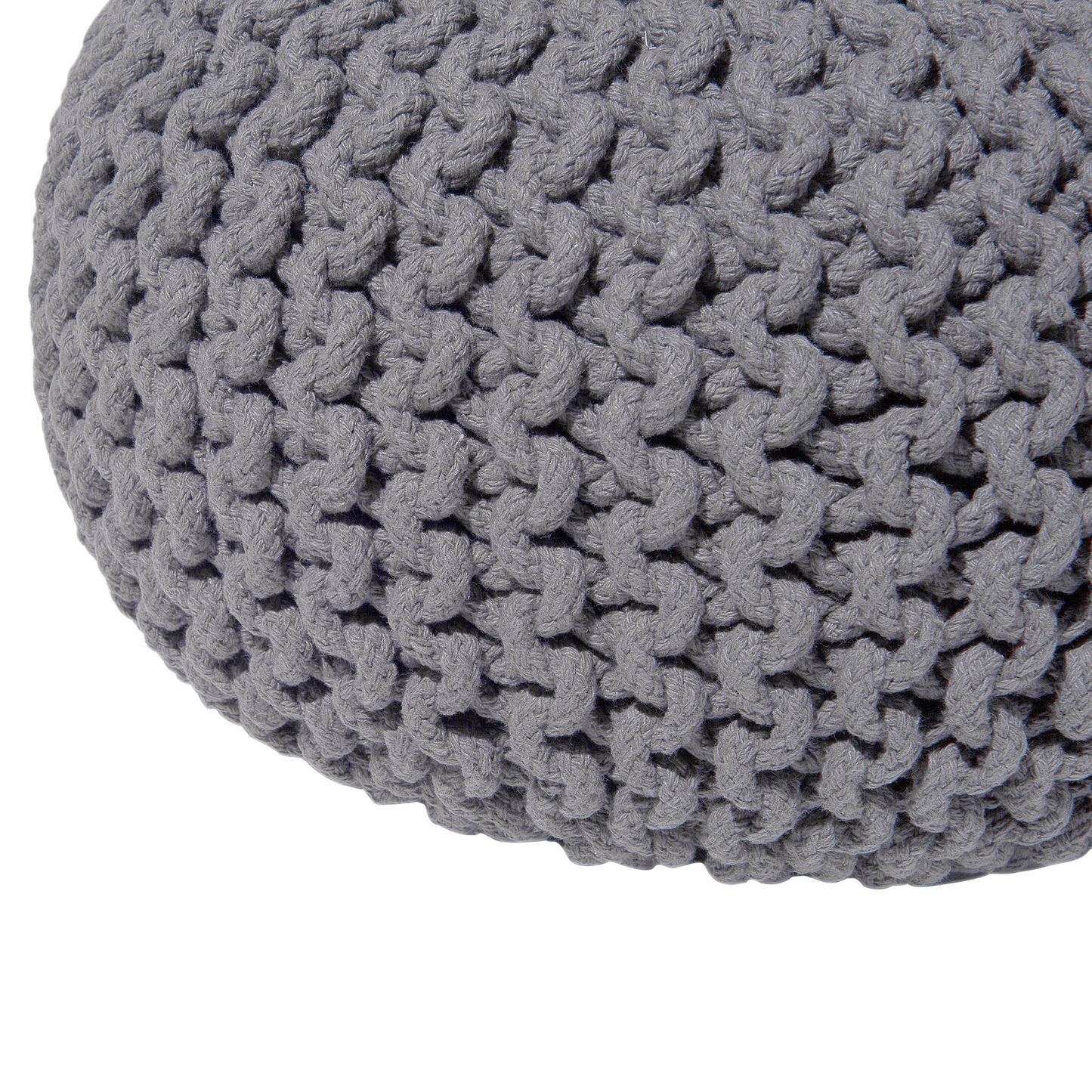 Dark Grey Knitted Pouf Ottoman 40 x 25cm Footstool