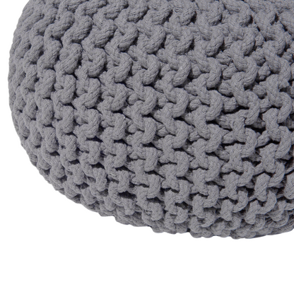 Dark Grey Knitted Pouf Ottoman 40 x 25cm Footstool