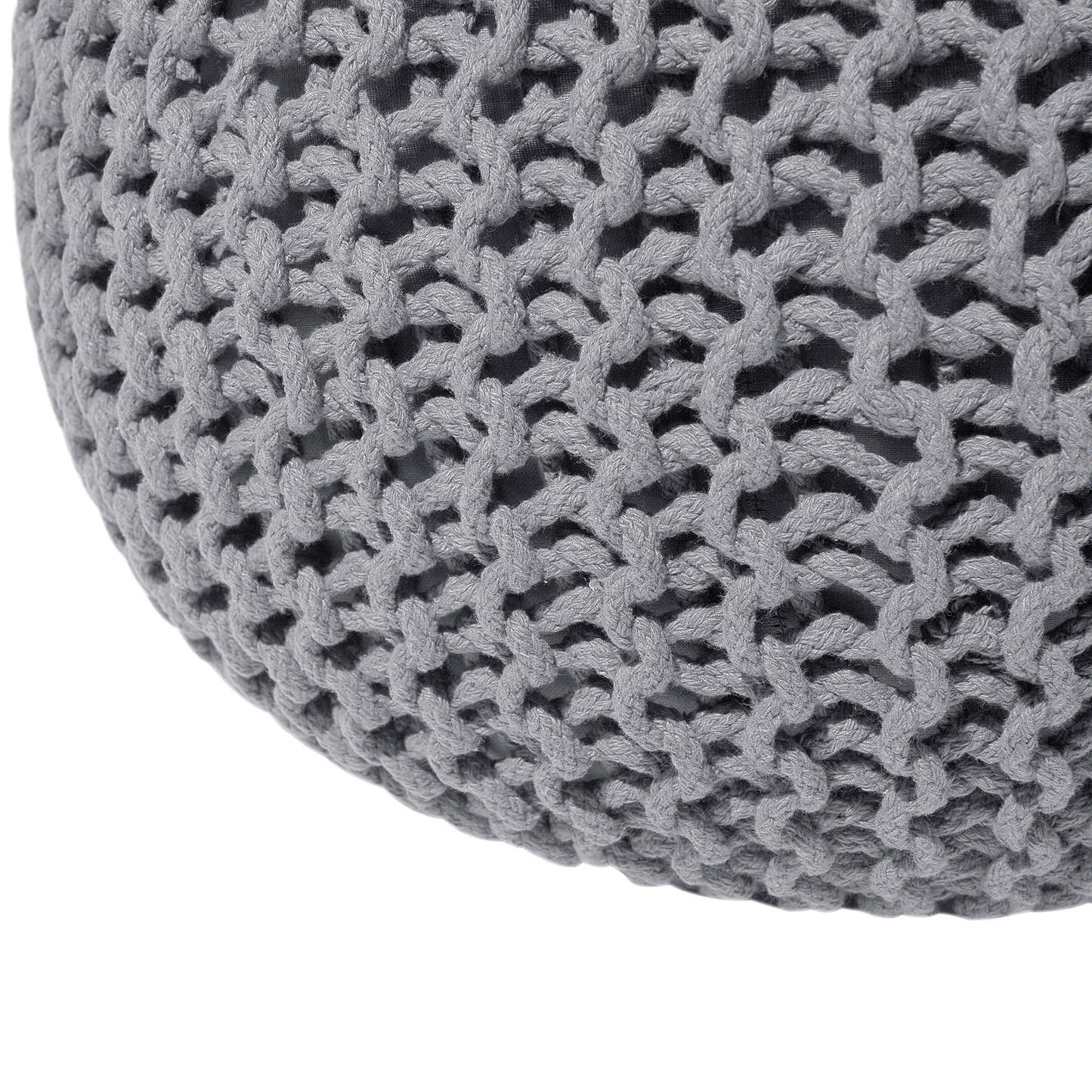 Pouf Ottoman Dark Grey Knitted Cotton EPS Beads 50 x 35cm