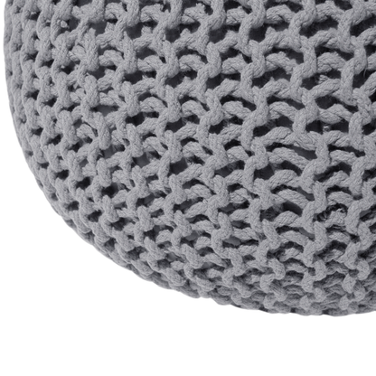 Pouf Ottoman Dark Grey Knitted Cotton EPS Beads 50 x 35cm