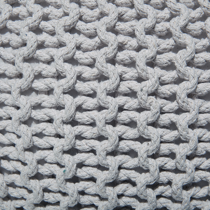 Knitted Round Pouf With EPS Beads Filling Light Grey 50 x 35