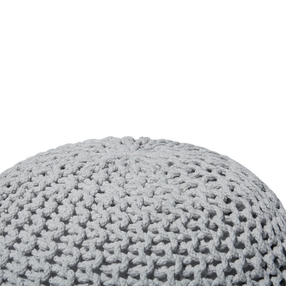 Knitted Pouf Ottoman Light Grey Cotton EPS Beads 40 x 25cm
