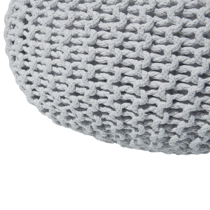 Knitted Pouf Ottoman Light Grey Cotton EPS Beads 40 x 25cm